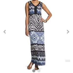 Chico's Black and Blue Patterned Maxi Dress